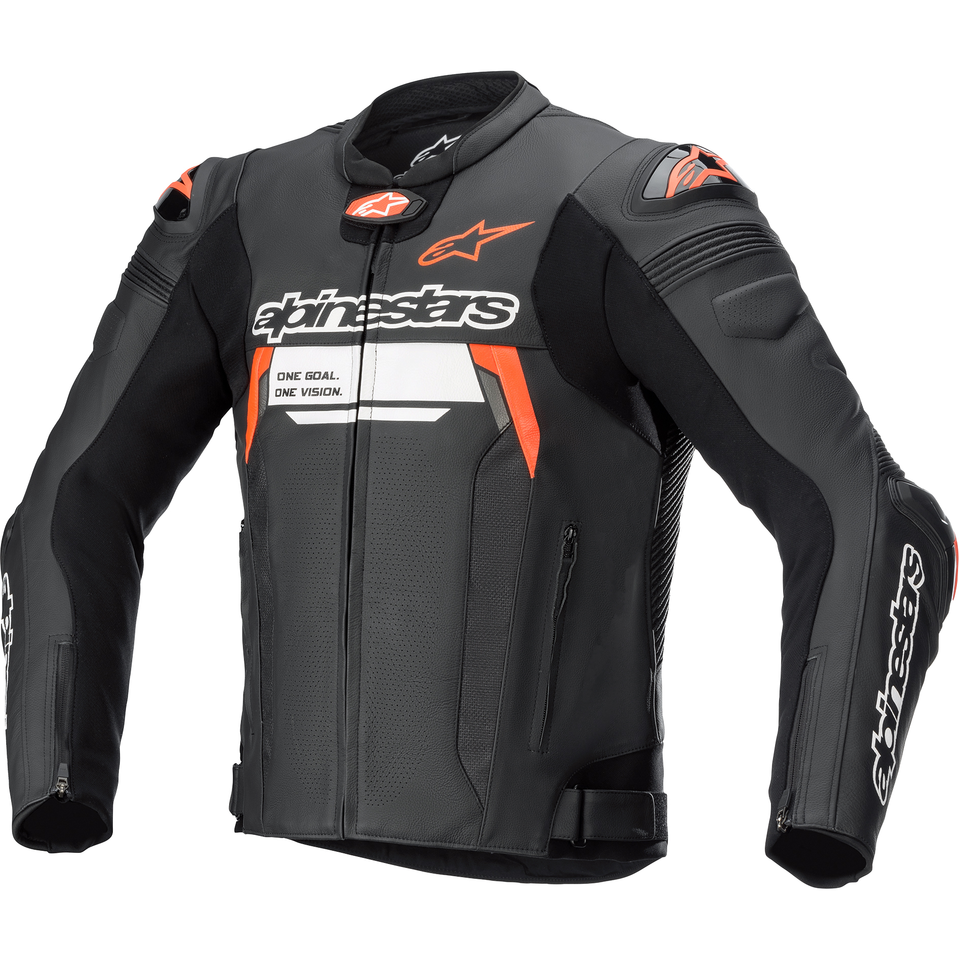 Alpinestars Missile V2 Ignition Lederkombijacke schwarz/weiß/fluorot 58 - Motorradbekleidung - Motorradjacken