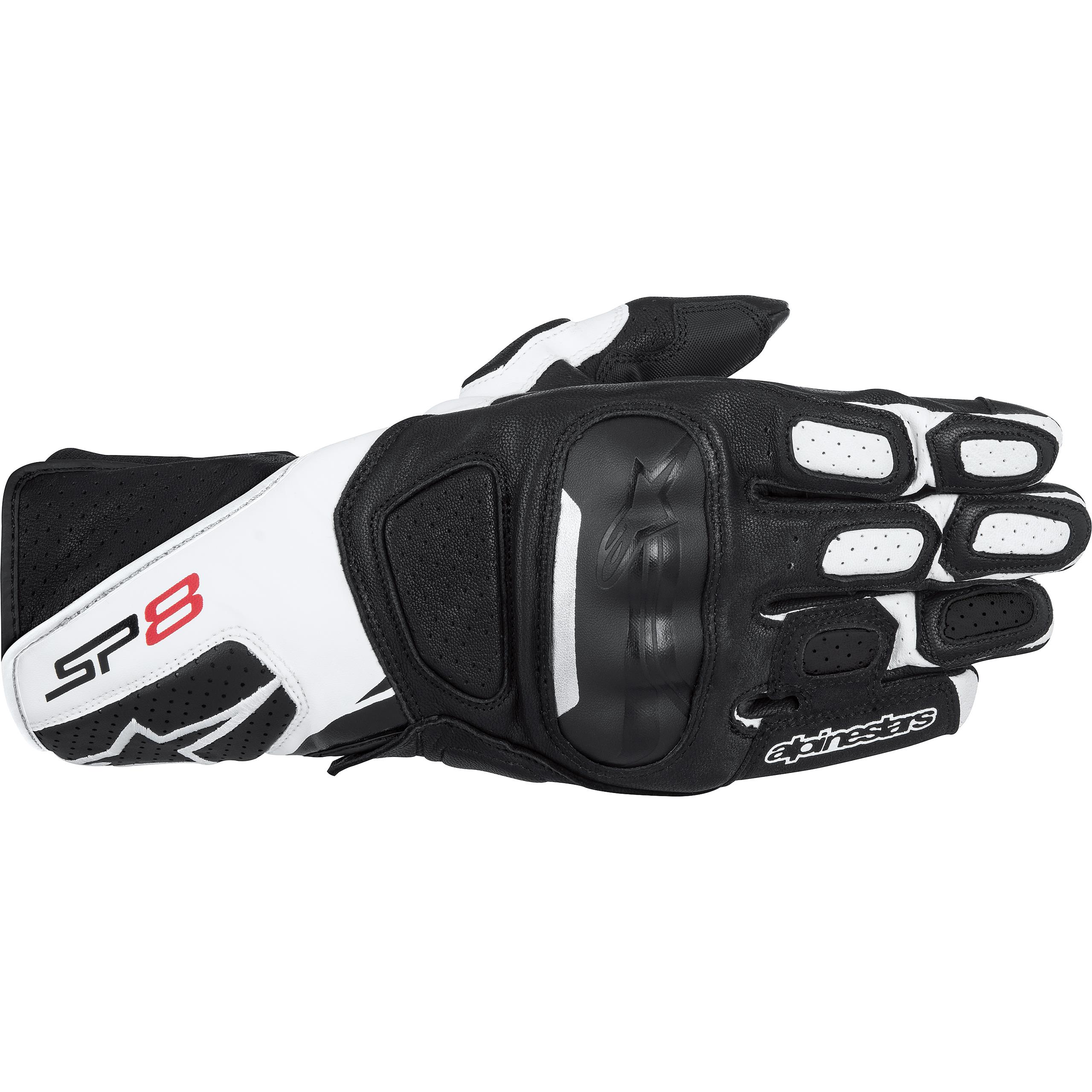 Alpinestars SP-8 V2 Lederhandschuh schwarz/weiß XXL - Motorradbekleidung - Motorradhandschuhe