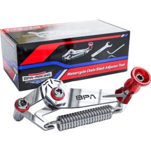 BPA Racing Kettenspanner Werkzeug Durchhangprüfer silber/rot - Motorradzubehör - Werkzeuge
