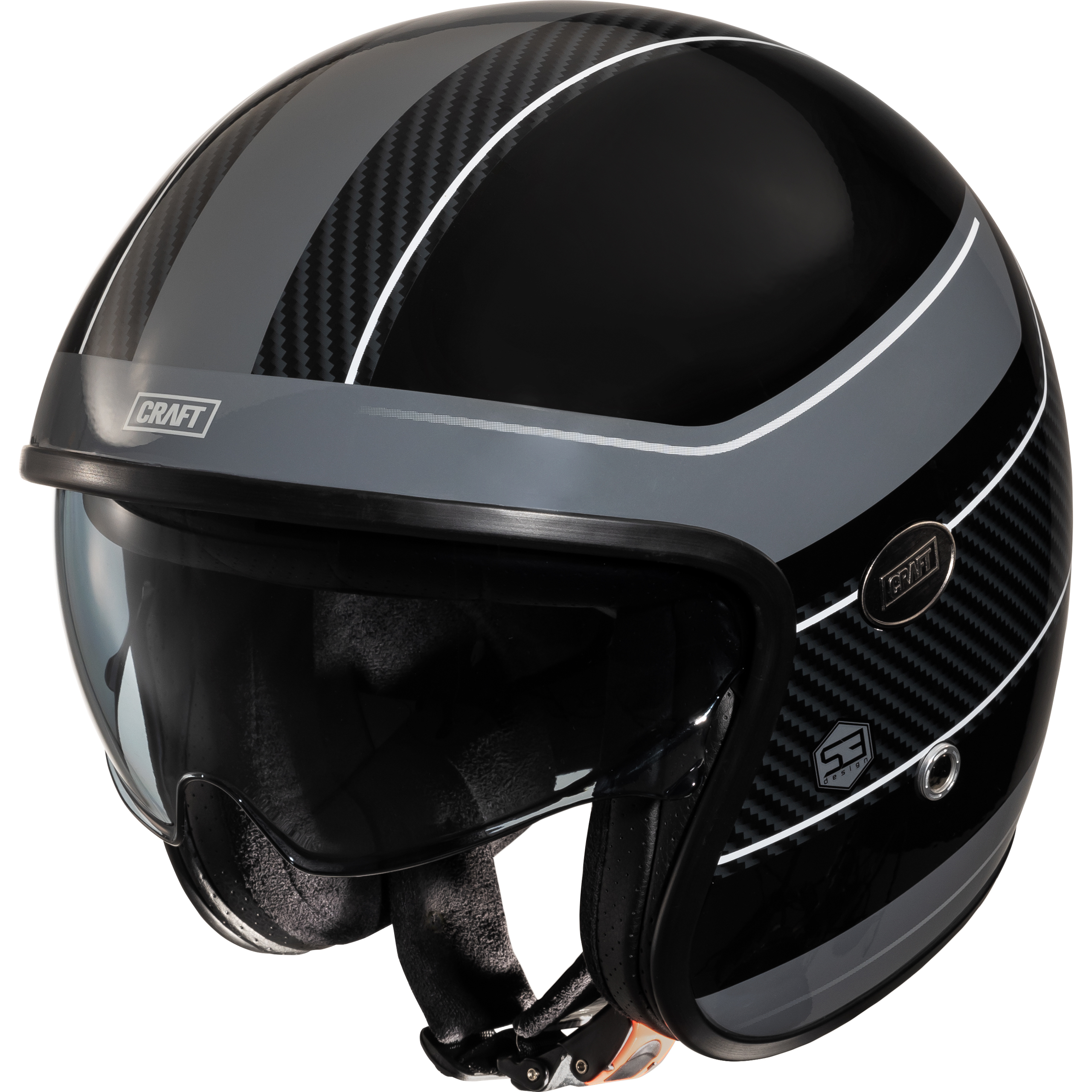 Craft Fiberglas Jethelm Classic SV silber Dekor #24 M - Helme & Brillen - Café Racer Helme & Brillen
