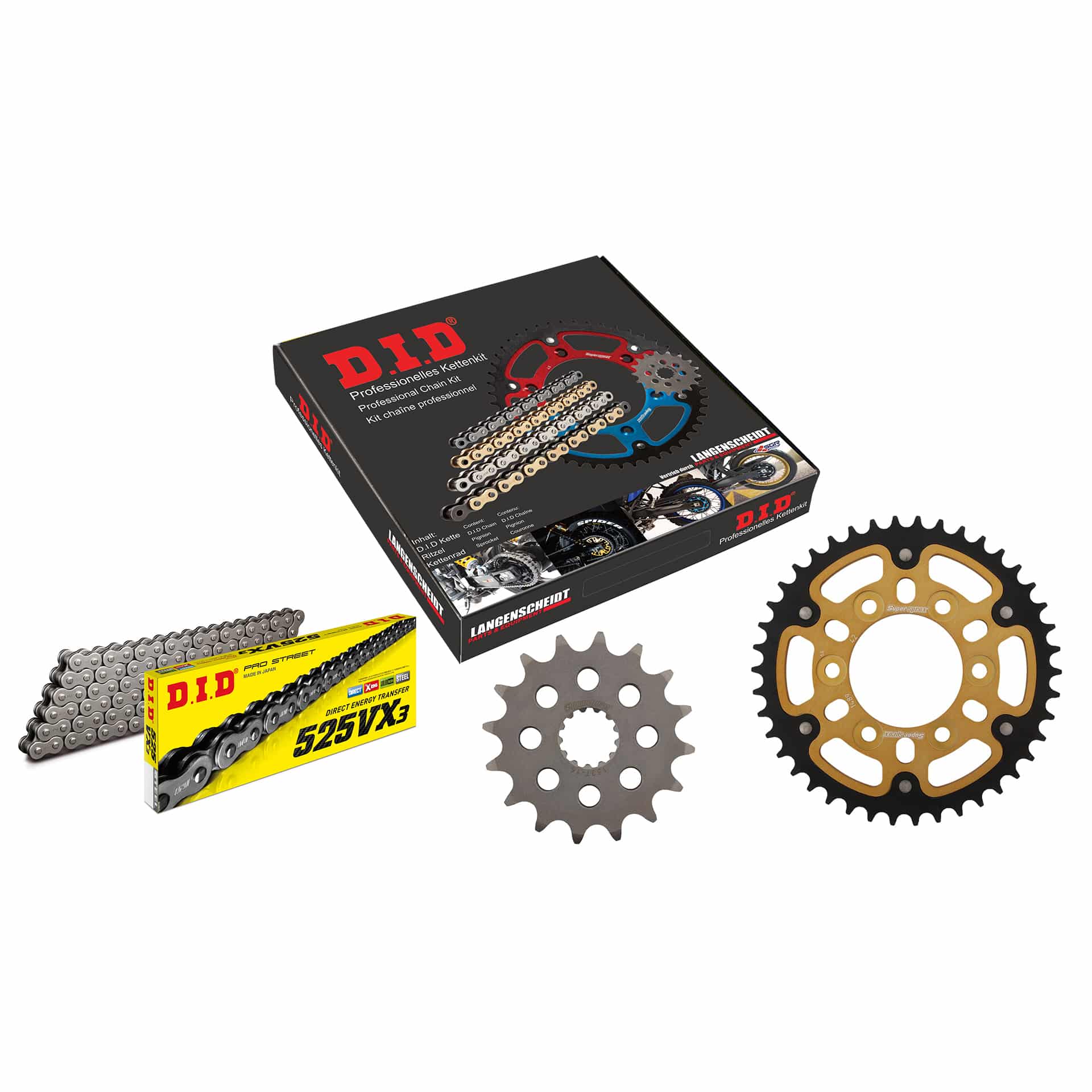 D.I.D. Supersprox Kettenkit Stealth 525VX3 Niet X 16/42/112 gold für Z 1000 - Motorradteile & Ersatzteile - Kraftübertragung