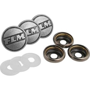 FLM 3x FLM Oberknopf Metall matt-silber 16 mm - Motorradbekleidung - Zubehör & Accessoires
