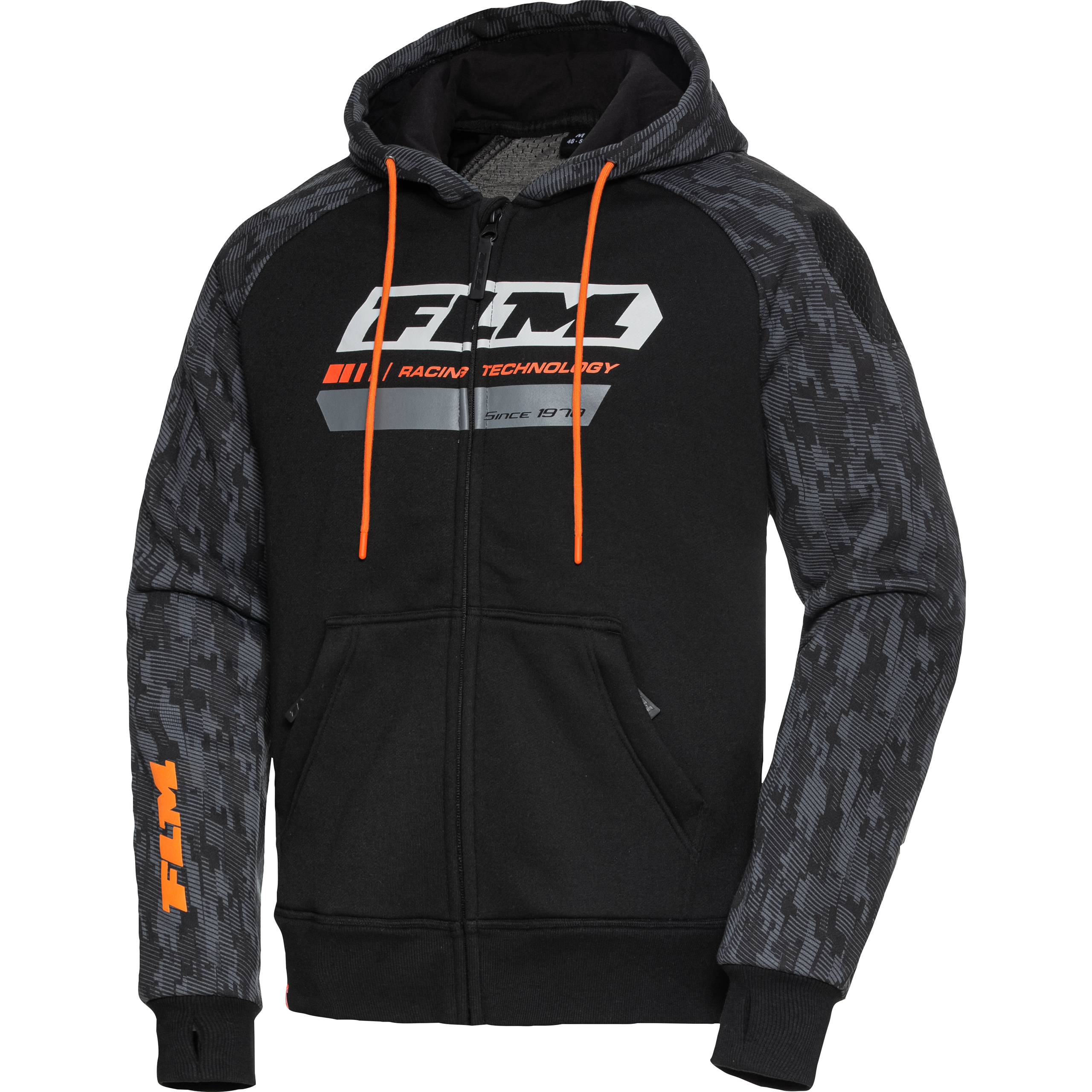 FLM Drift Sport Hoodie mit Protektoren schwarz/orange L - Motorradbekleidung - Motorradjacken
