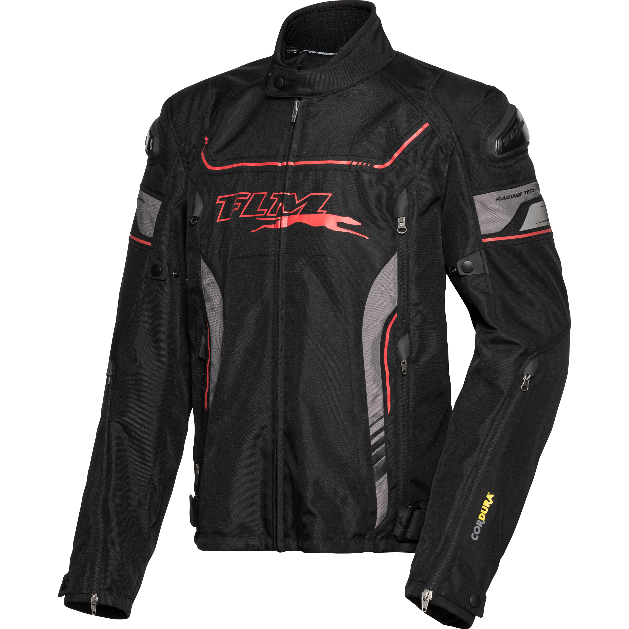 FLM Octane Textiljacke schwarz/leuchtrot S - Motorradbekleidung - Motorradjacken