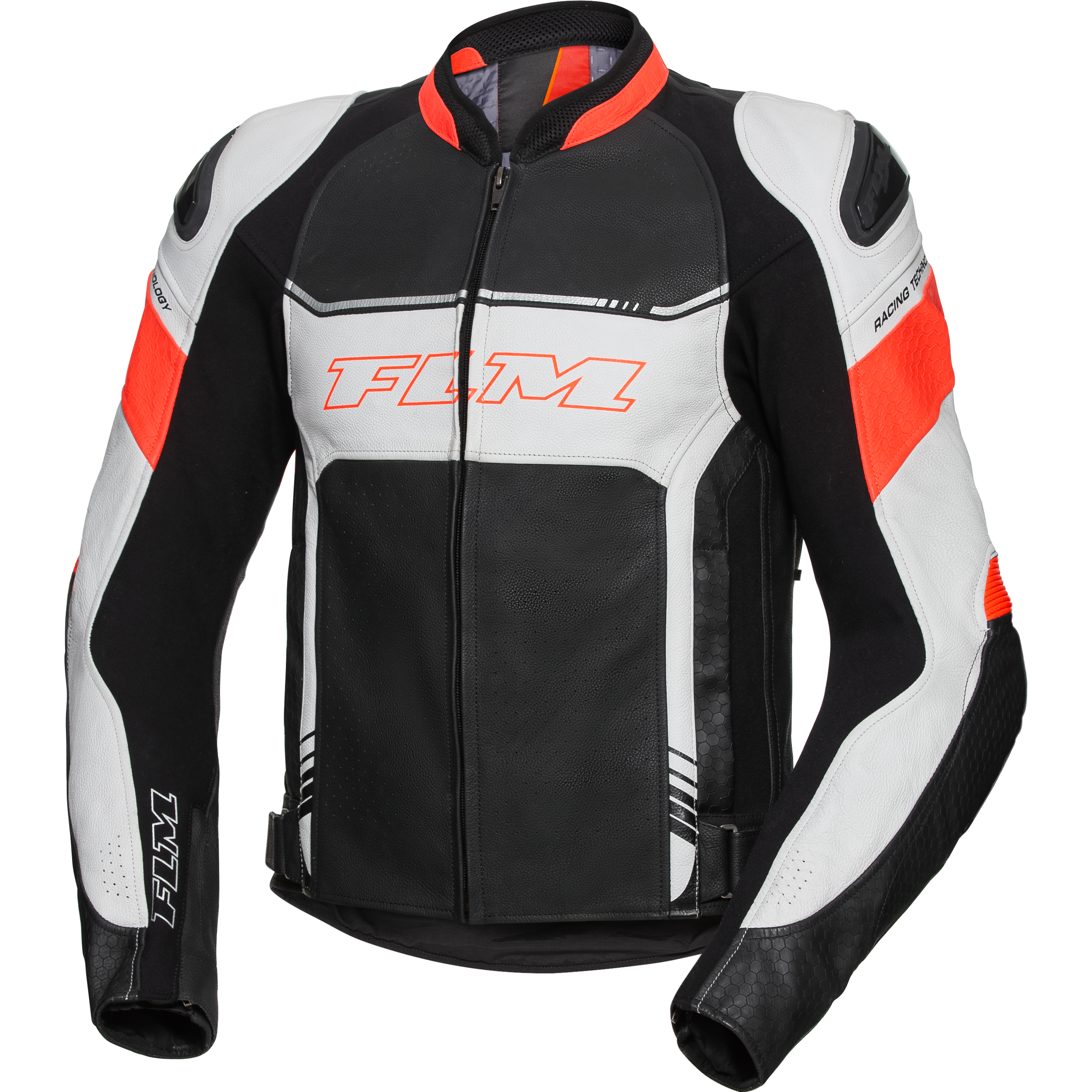 FLM Sports Leder Kombijacke 2.2 grau/rot 50 - Motorradbekleidung - Motorradjacken