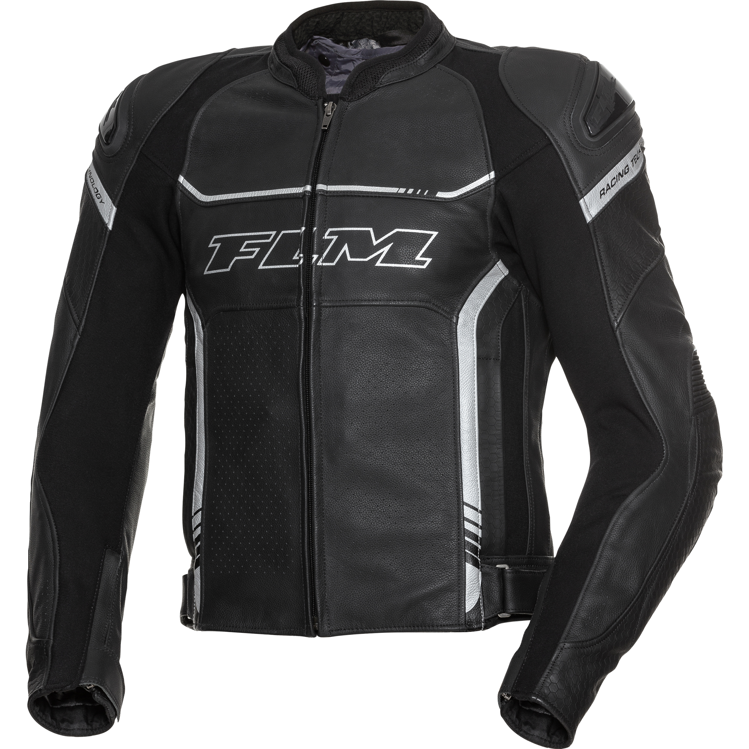 FLM Sports Leder Kombijacke 2.2 schwarz/silber 28 (56 kurz) - Motorradbekleidung - Motorradjacken