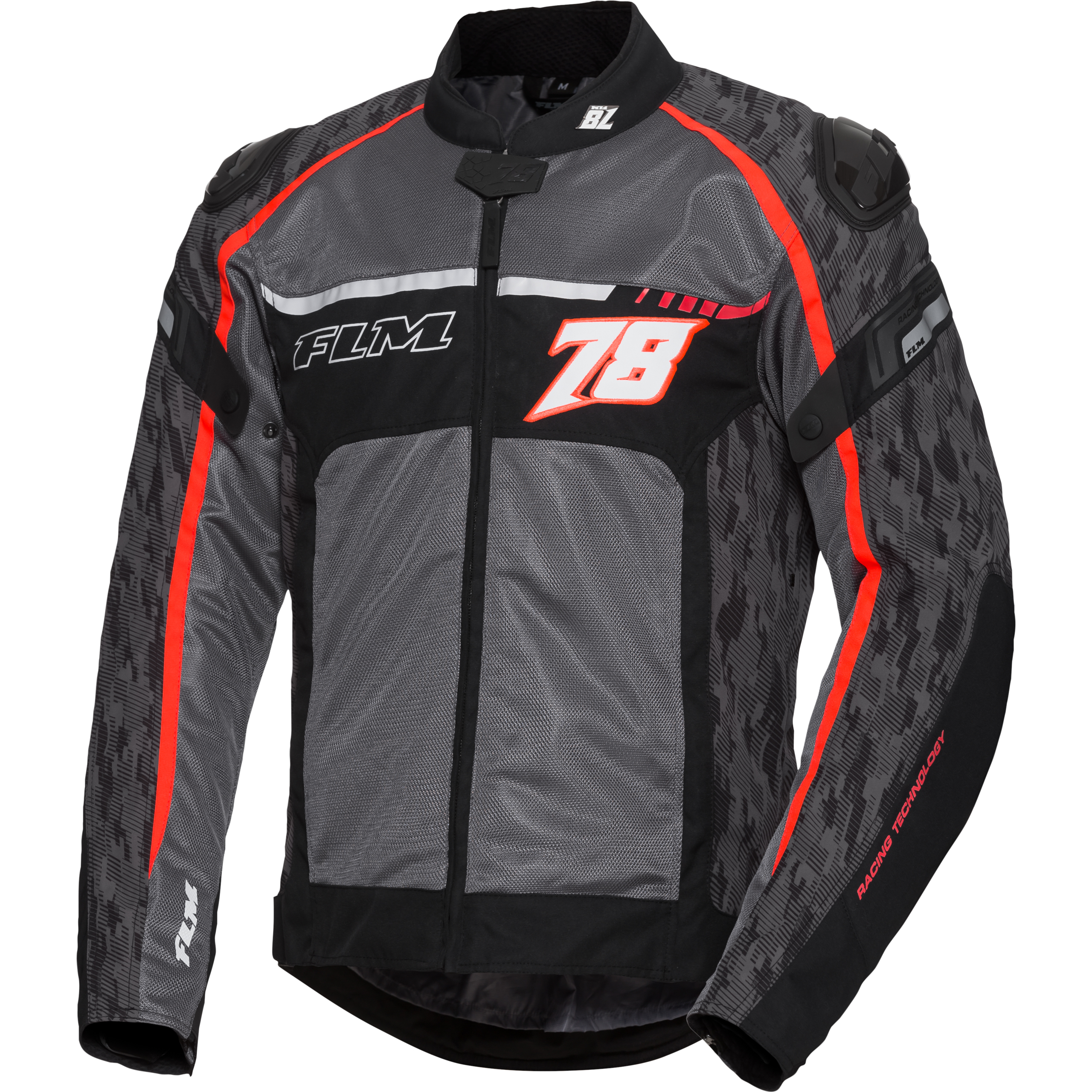 FLM Sports Textil Jacke 1.2 grau/rot L - Motorradbekleidung - Motorradjacken