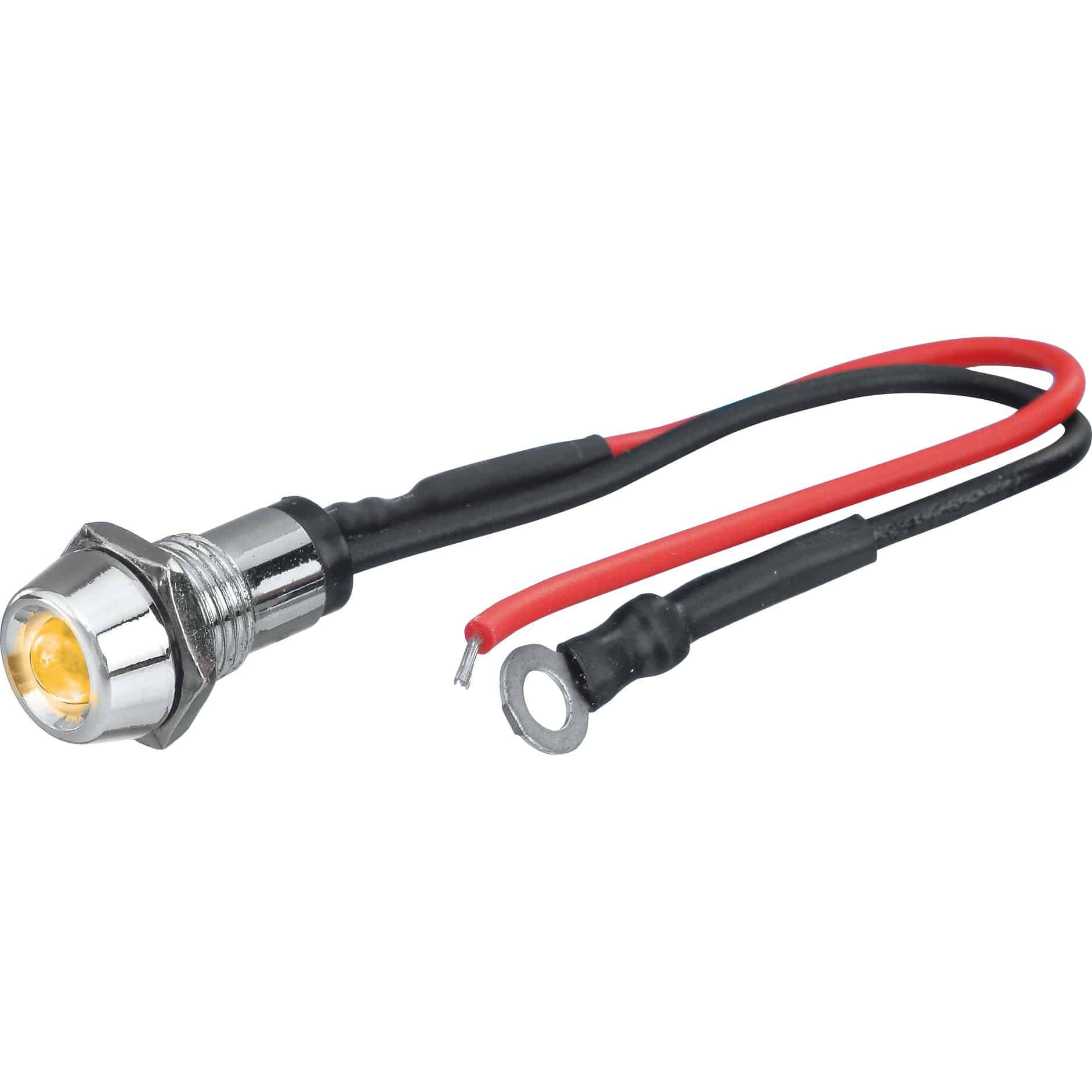FOLIATEC LED Einbaukontrollleuchte M8 chrom/gelb - Motorradteile & Ersatzteile - Beleuchtung