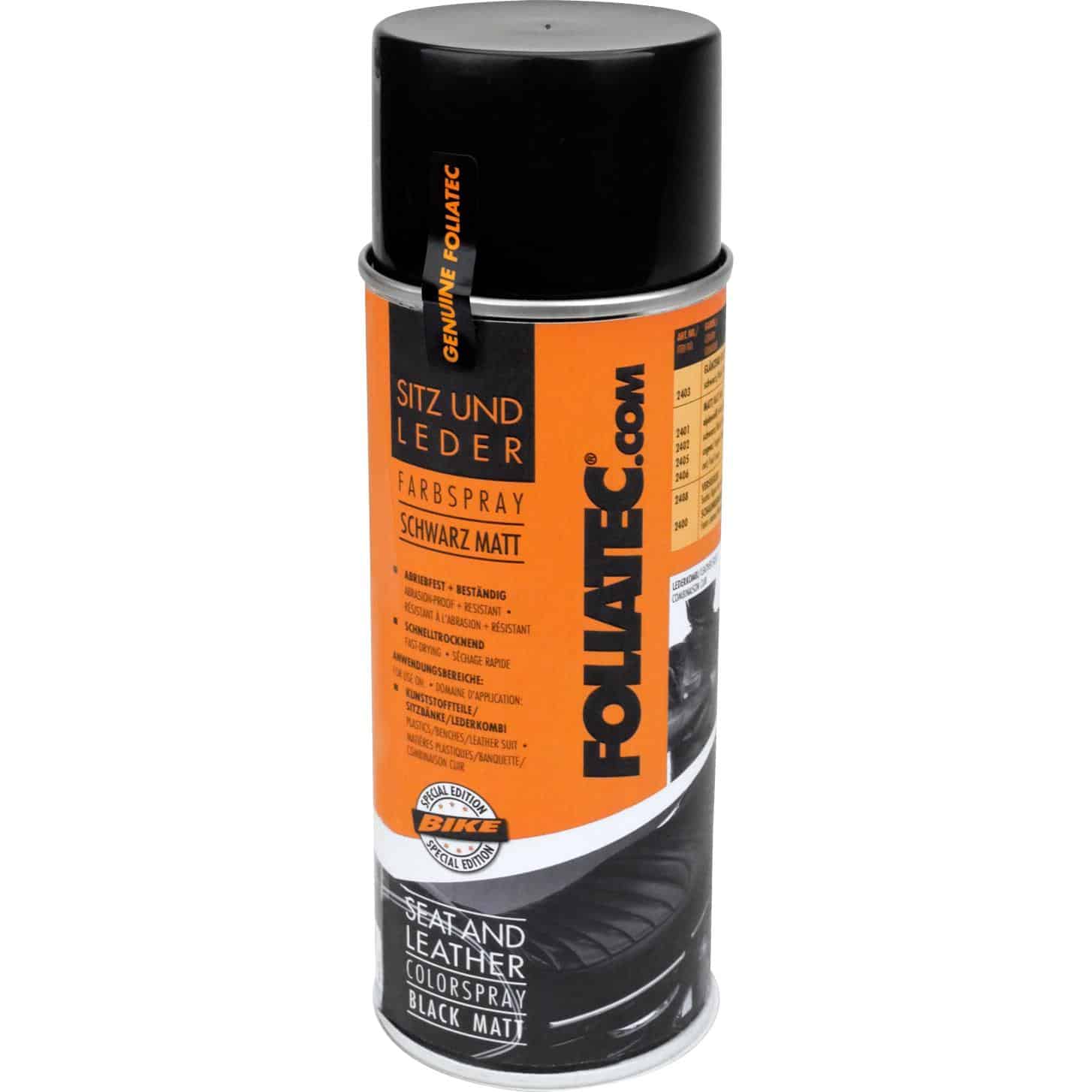 FOLIATEC Sitz und Leder Farbspray 400 ml Schwarz Matt - Motorradzubehör - Werkstattzubehör