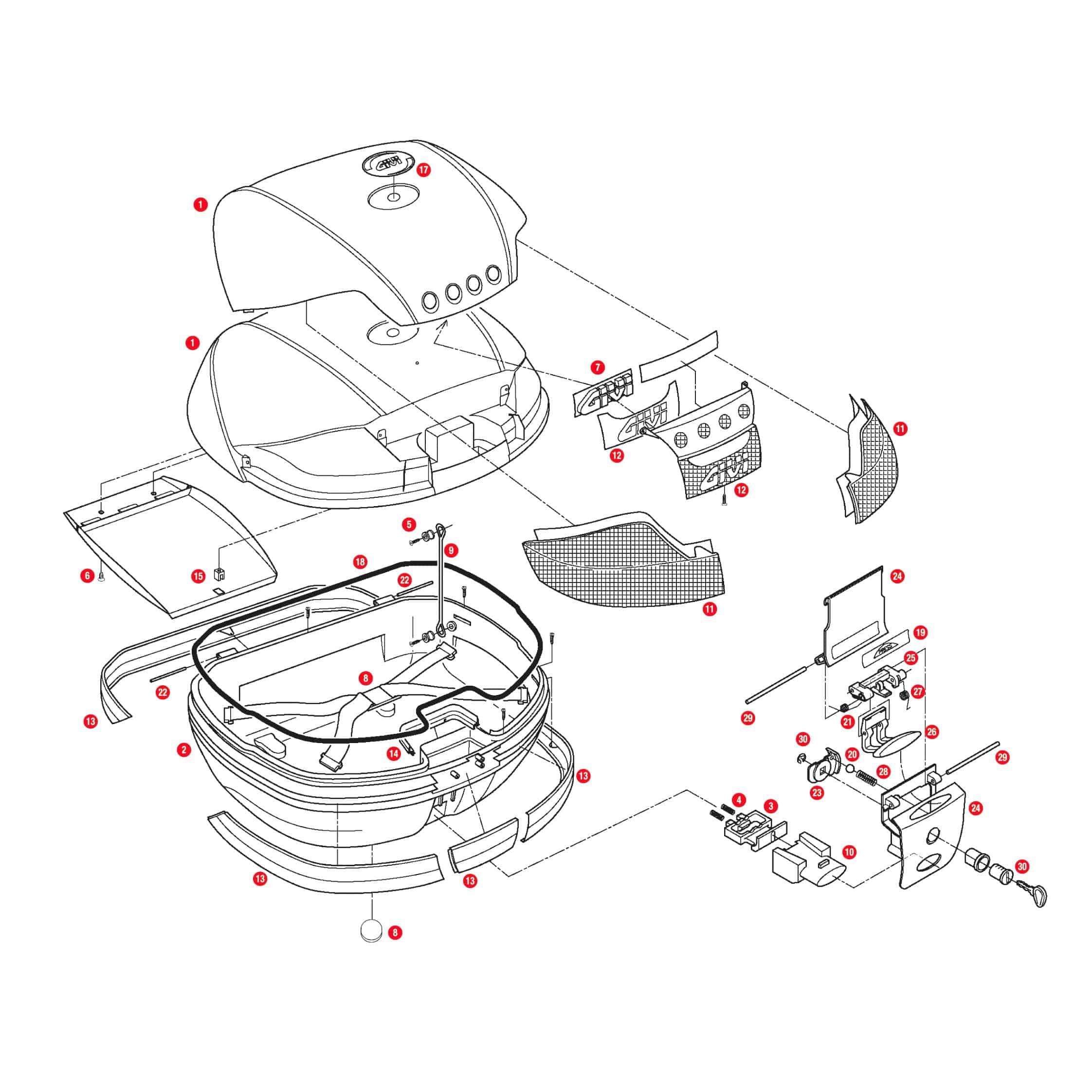 Givi Ersatzteil Fangbandpaar Z599 für E41/V46/TRK52/B37/V56/B360 - Motorradzubehör - Motorradgepäck