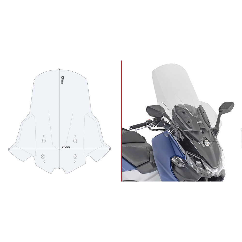 Givi Verkleidungsscheibe D7060STG klar für Sym Maxsym TL 500 20- - Motorradteile & Ersatzteile - Verkleidungen & Abdeckungen