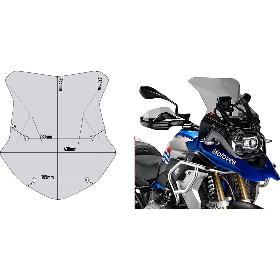 Givi Windschutzscheibe ohne Anbausatz 5124DG getönt 435x433mm - Motorradteile & Ersatzteile - Anbauteile