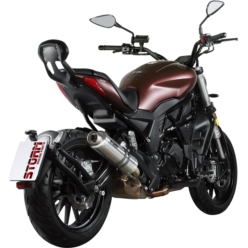 Hashiru Auspuff ST05 rund silber für Benelli 502C Euro 4 - Motorradteile & Ersatzteile - Auspuff