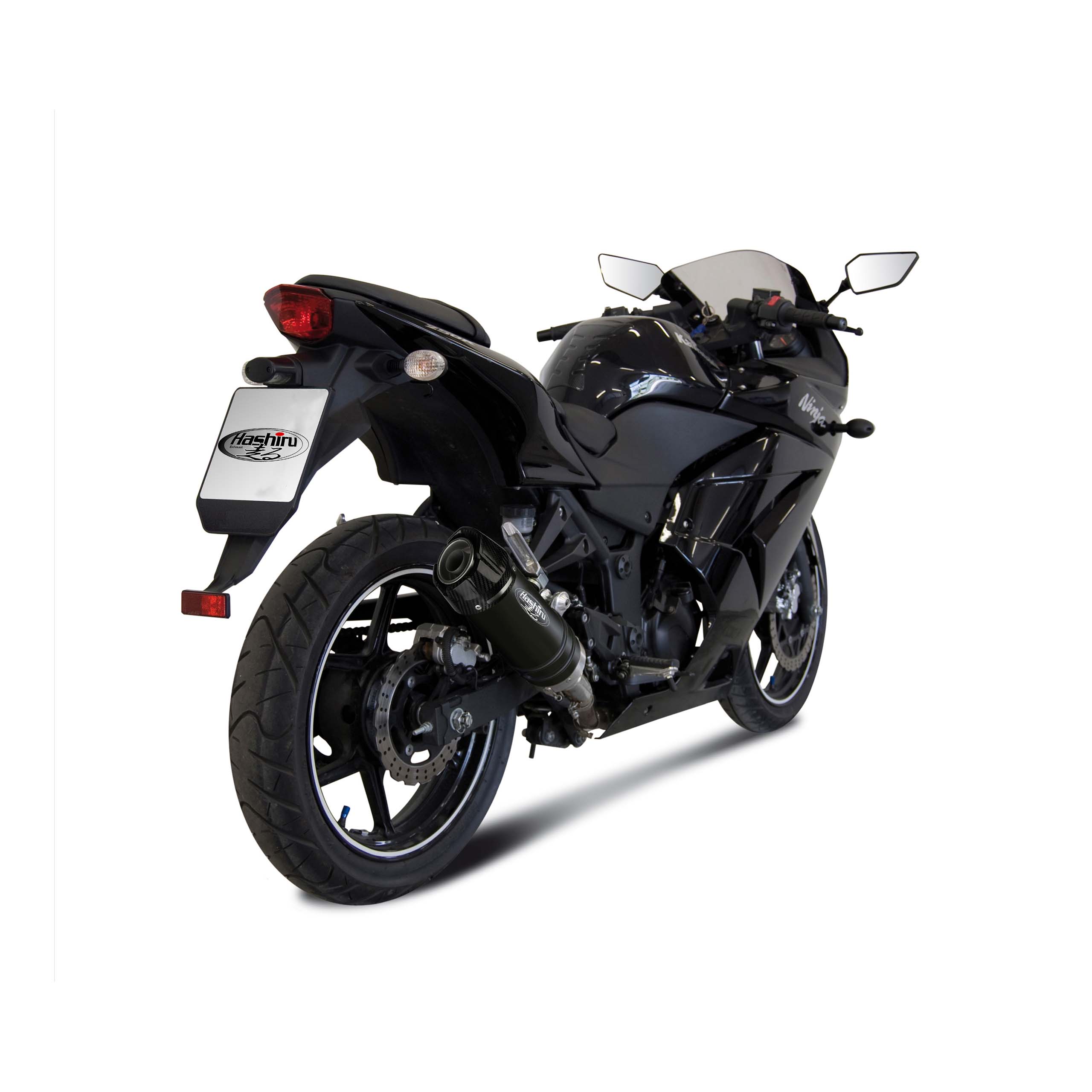 Hashiru Auspuff ST06 schwarz/carbon für Kawasaki Ninja 250 R 2008-20 - Motorradteile & Ersatzteile - Auspuff
