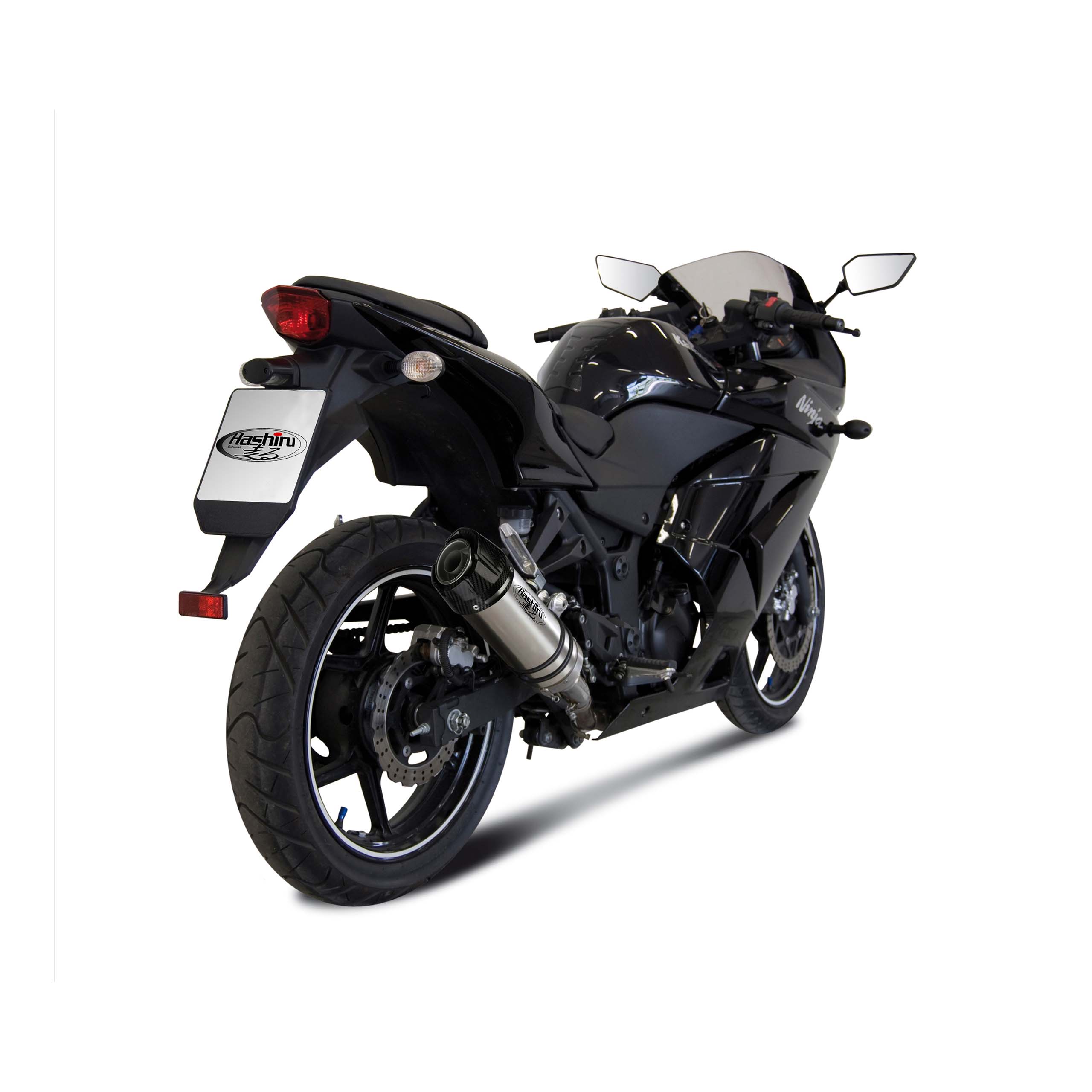 Hashiru Auspuff ST06 silber/carbon für Kawasaki Ninja 250 R 2008-201 - Motorradteile & Ersatzteile - Auspuff