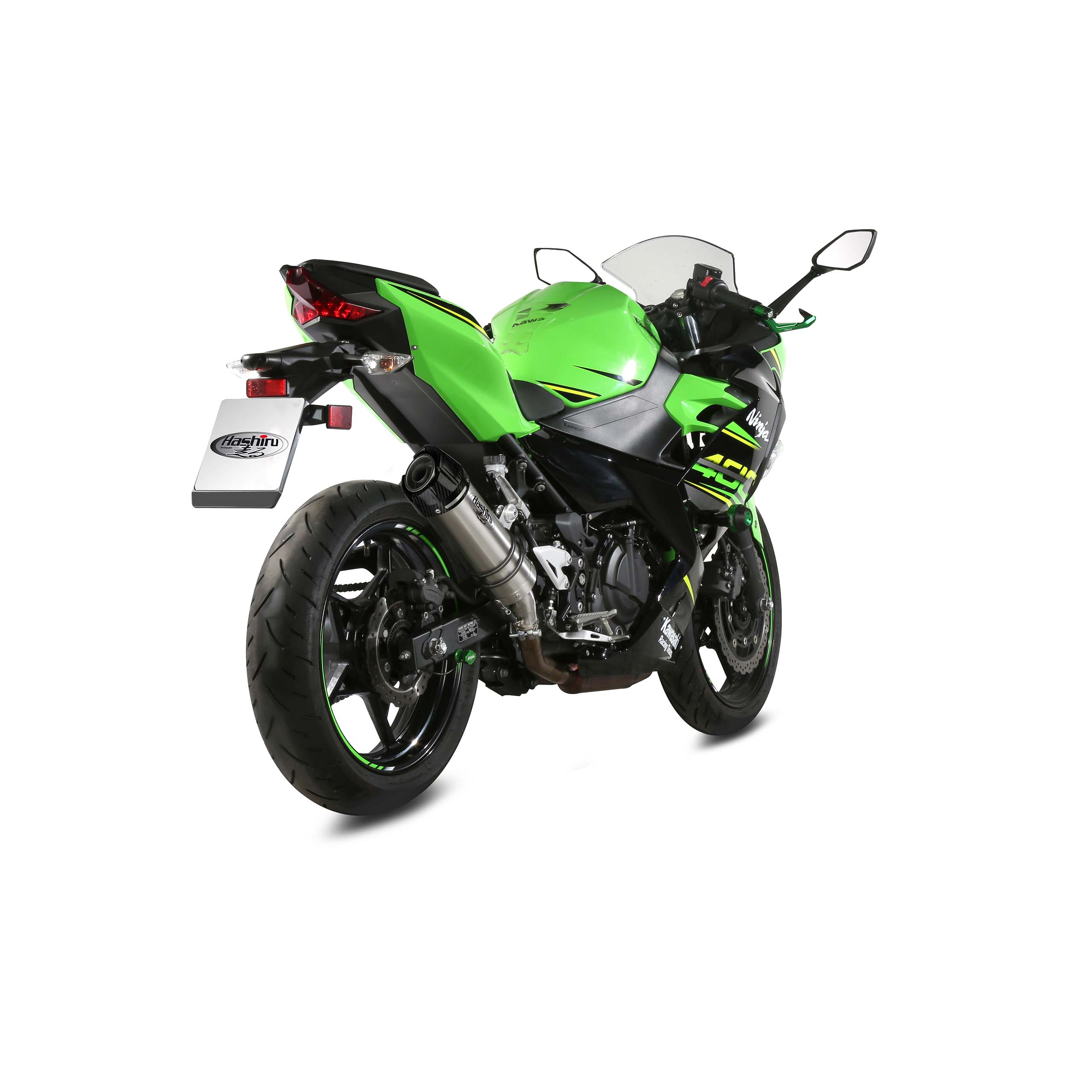 Hashiru Auspuff ST06 silber/carbon für Kawasaki Z/Ninja 400 2018-202 - Motorradteile & Ersatzteile - Auspuff