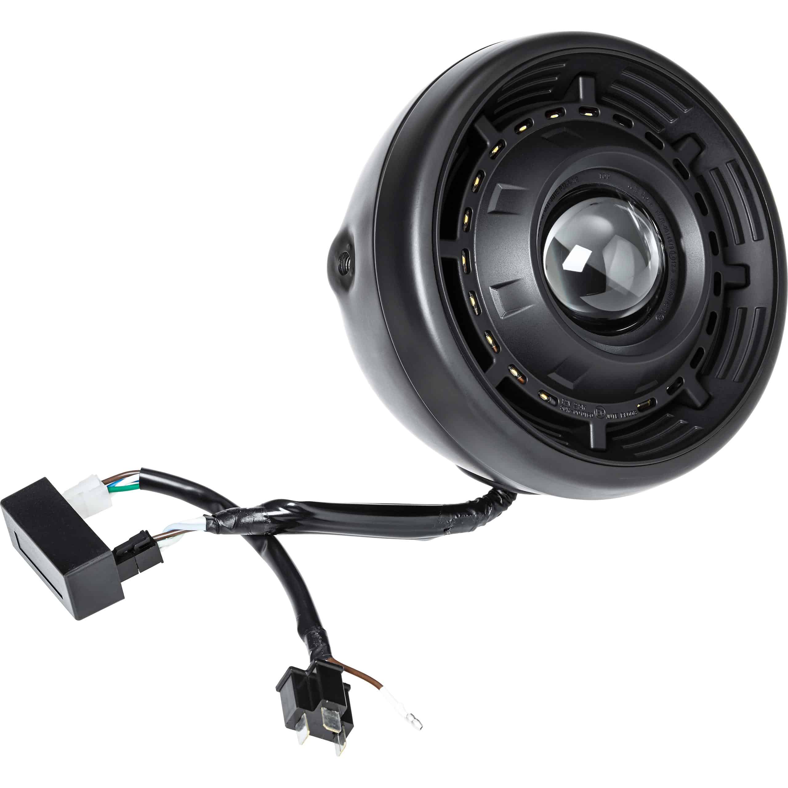 Hashiru Utha Hauptscheinwerfer mit LED Ring schwarz seitlich - Motorradteile & Ersatzteile - Beleuchtung