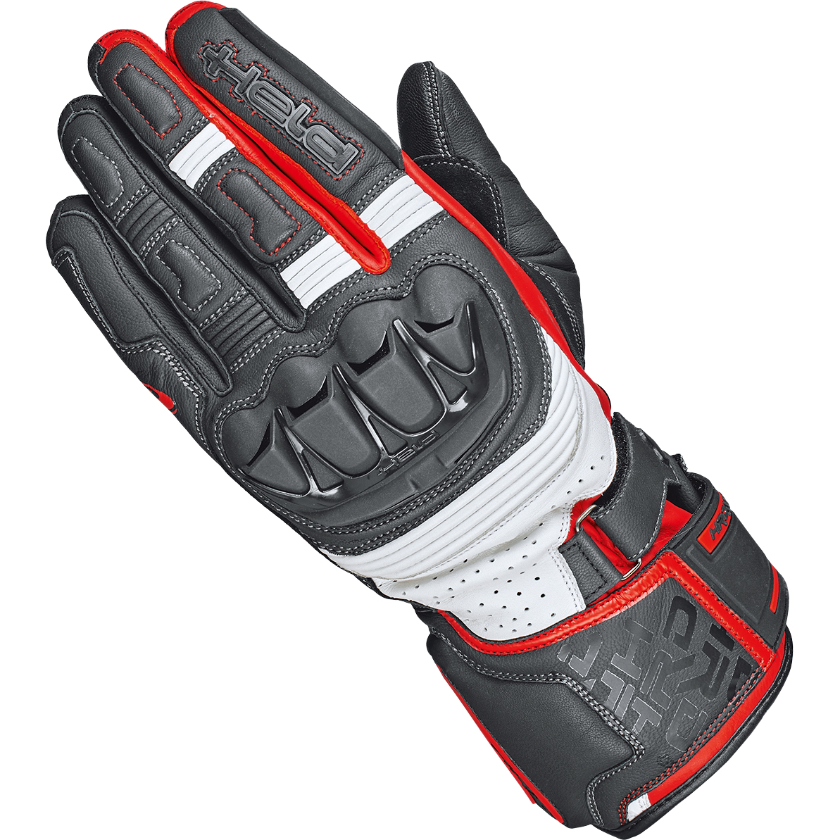 Held Revel 3.0 Lederhandschuh lang weiß/rot 10 - Motorradbekleidung - Sport Motorradbekleidung
