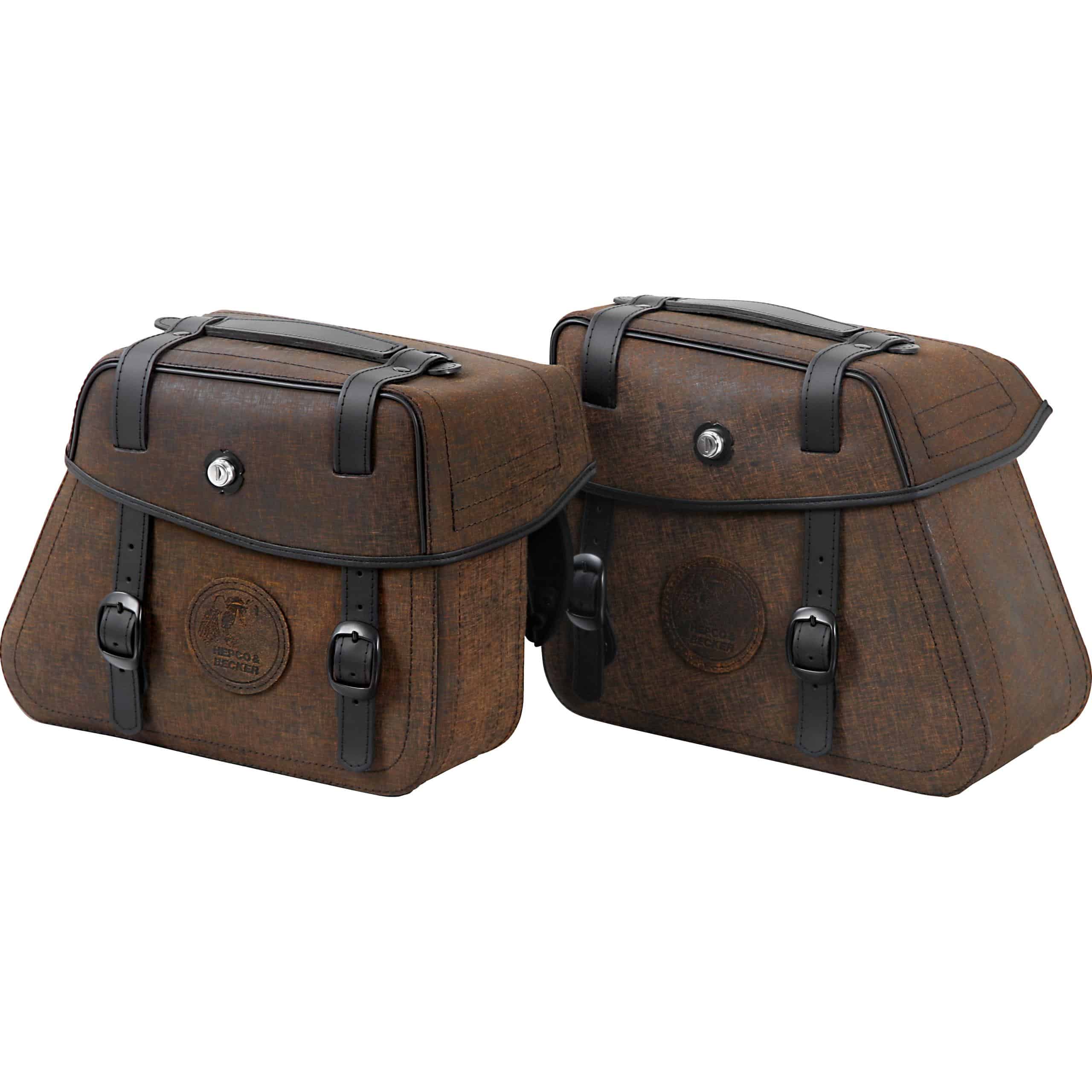 Hepco & Becker Ledersatteltaschenpaar Rugged Cutout 24 Liter braun - Motorradzubehör - Motorradgepäck