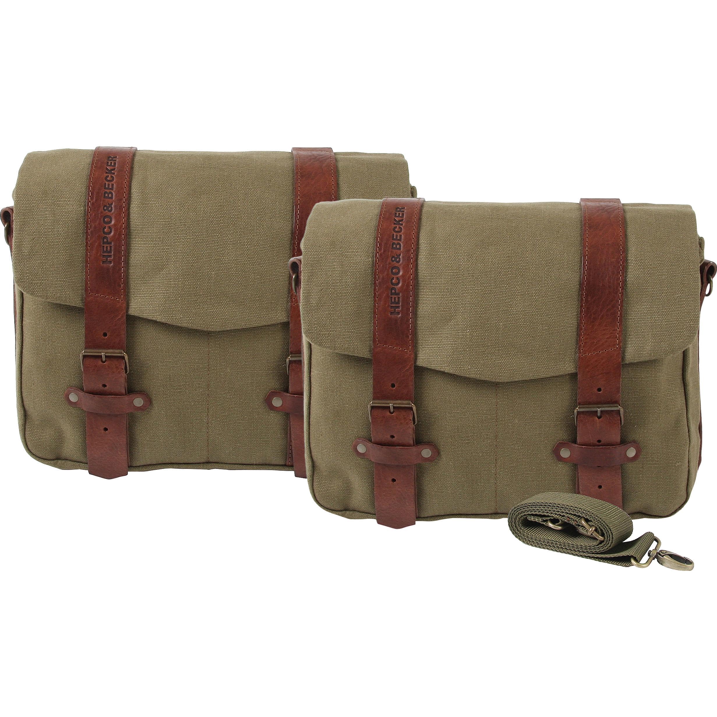 Hepco & Becker Satteltasche Legacy Canvas für C-Bow Paar LL 22 Liter grün - Motorradzubehör - Motorradgepäck