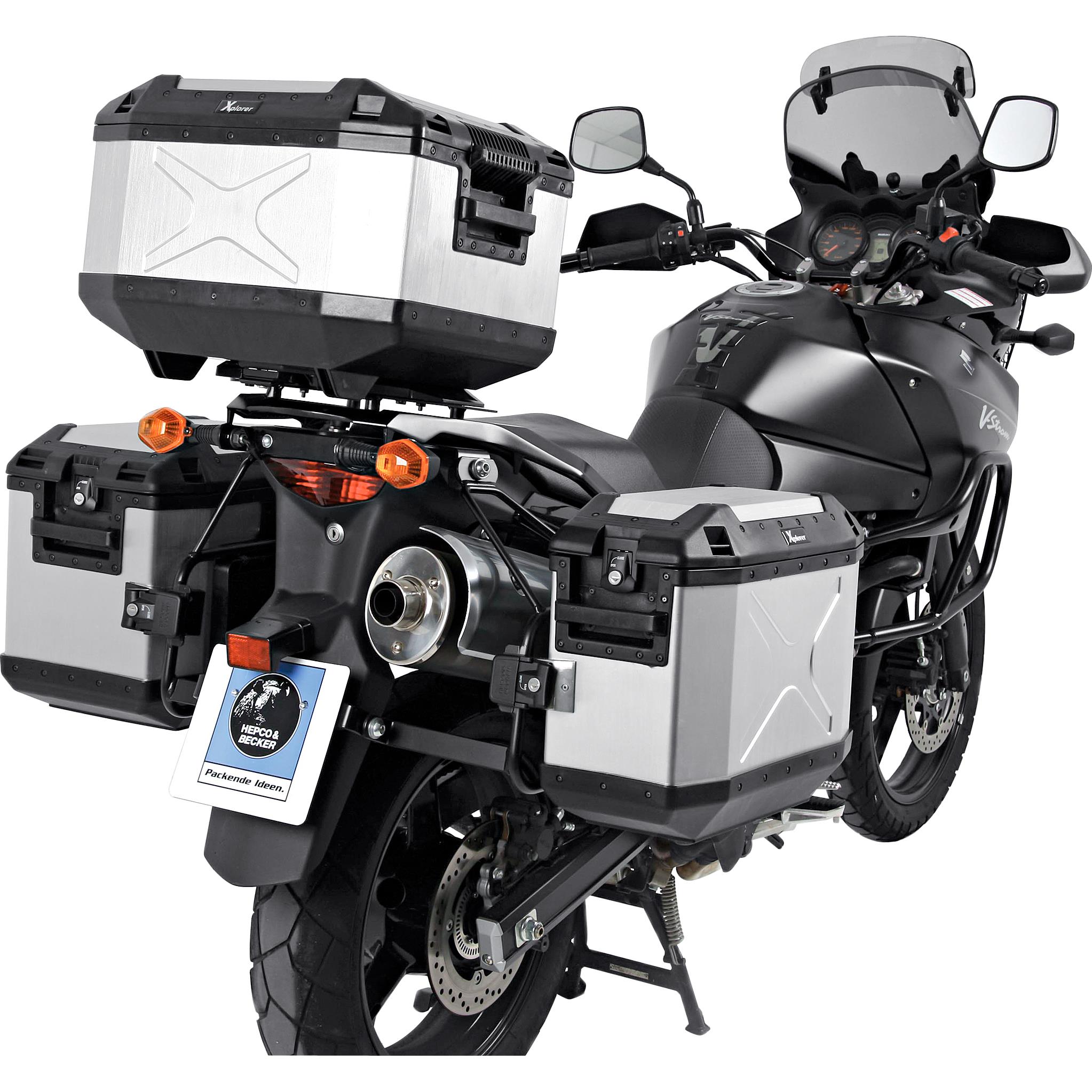 Hepco & Becker Seitenkoffer Xplorer Aluminium 30 silber rechts 33 Liter - Motorradzubehör - Motorradgepäck