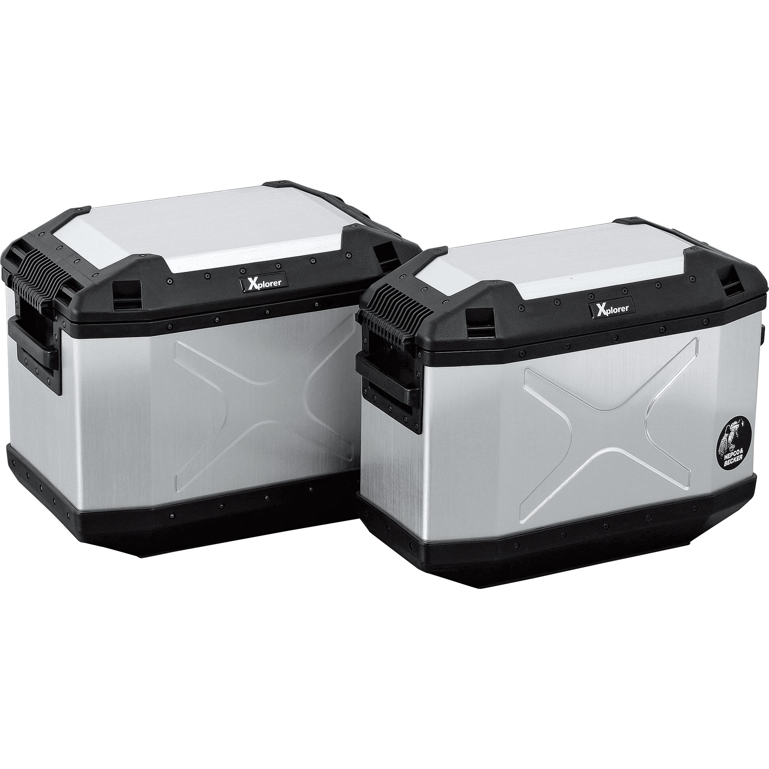 Hepco & Becker Seitenkoffer Xplorer Aluminium 40 silber links 42 Liter - Motorradzubehör - Motorradgepäck
