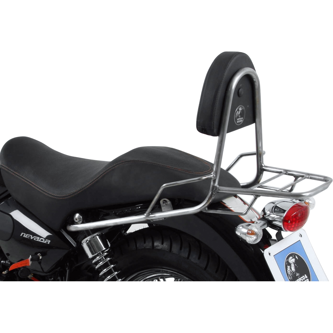 Hepco & Becker Sissybar mit Gepäckträger chrom für Nevada 750 Anniversario - Motorradzubehör - Motorradgepäck