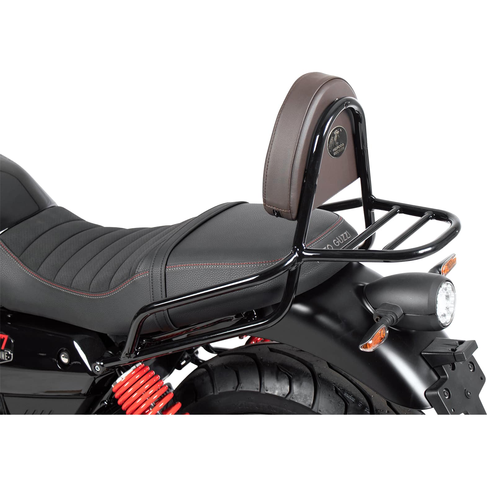 Hepco & Becker Sissybar mit Gepäckträger schwarz/braun für V7 Stone Special - Motorradzubehör - Motorradgepäck