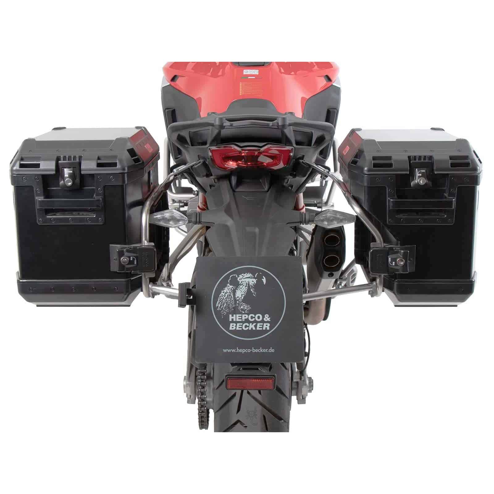 Hepco & Becker Xplorer Cutout Kofferpaar mit Träger schwarz für Multistrada - Motorradzubehör - Motorradgepäck