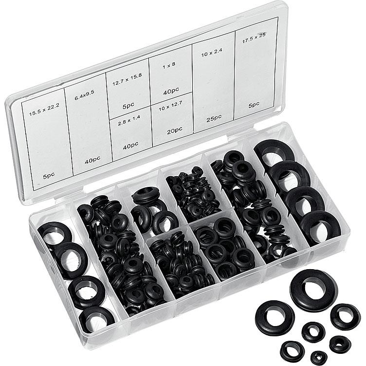 Hi-Q Tools Gummipuffersortiment 8 Größen 180-teilig - Motorradzubehör - Werkstattzubehör