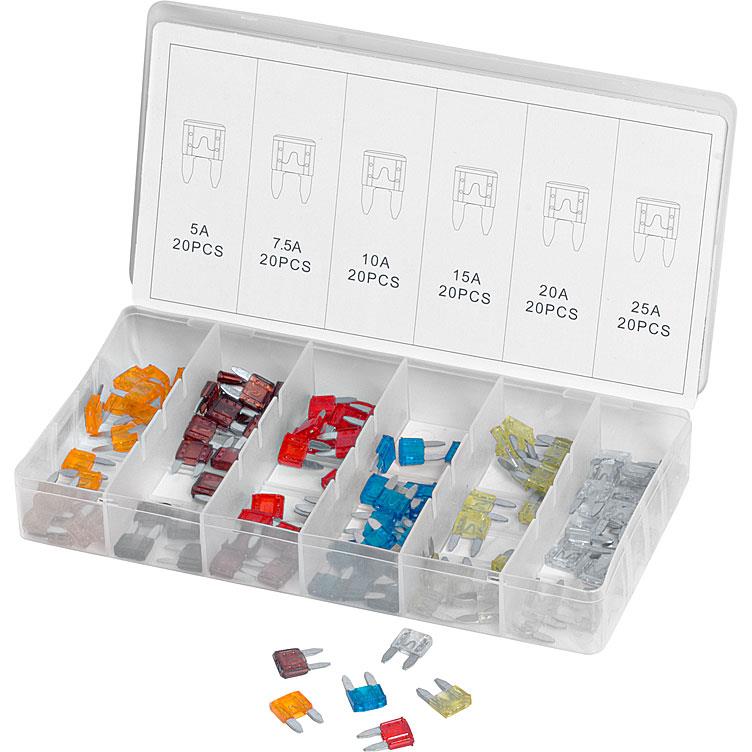 Hi-Q Tools Mini-Flachsicherungen 120 Stück 5-25A - Motorradteile & Ersatzteile - Elektrik