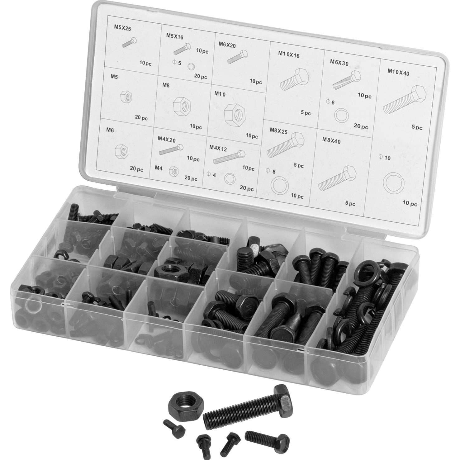 Hi-Q Tools Sechskantschrauben-Set 240 teilig metrisch - Motorradzubehör - Werkstattzubehör