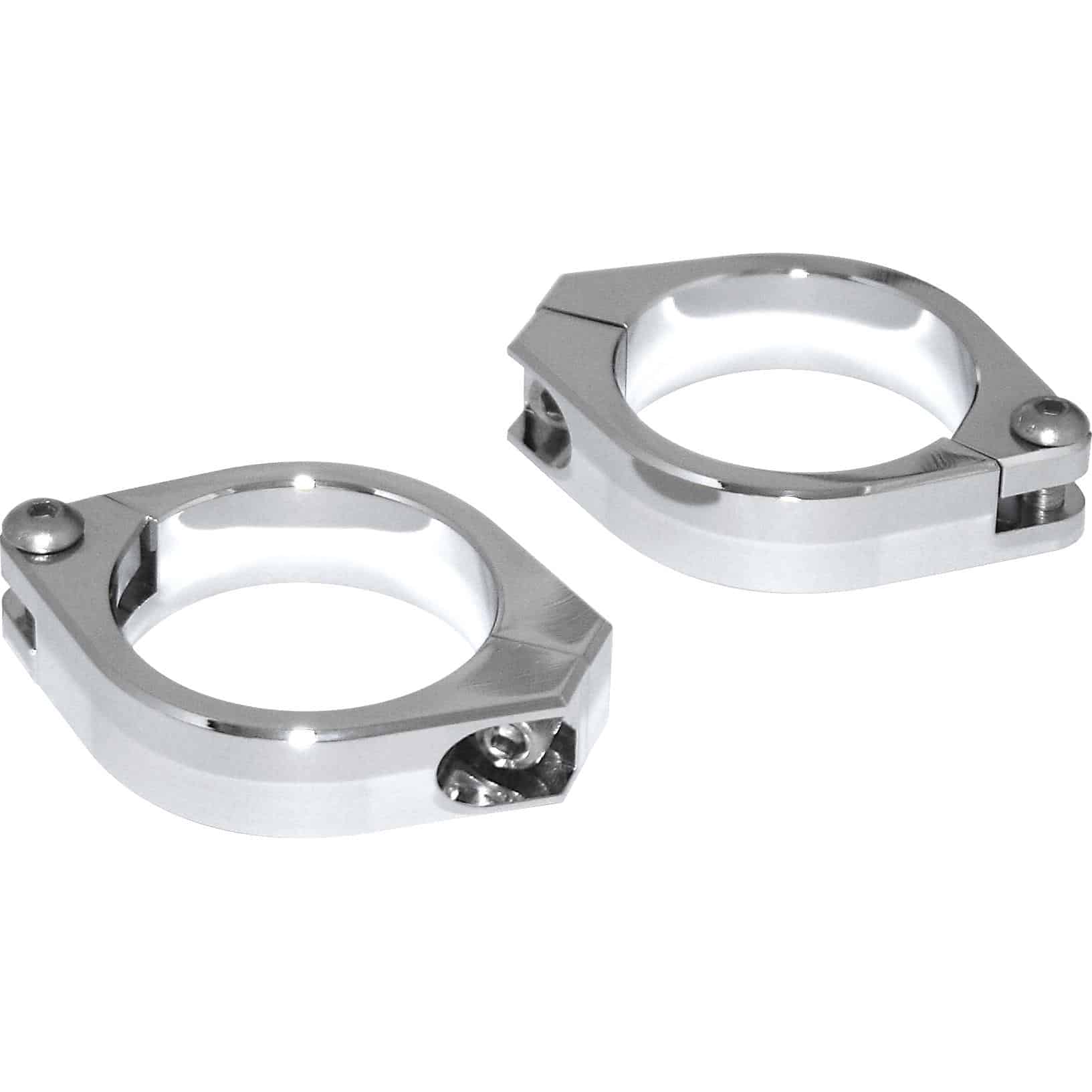 Highsider Standrohrschellenpaar Alu CNC 42-43mm chrom - Motorradteile & Ersatzteile - Beleuchtung