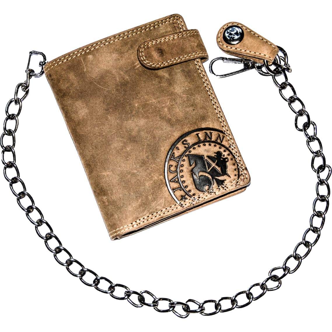 Jack's Inn 54 Börse hoch mit Kette "Negroni" antikbraun - Motorradzubehör - Geschenkideen
