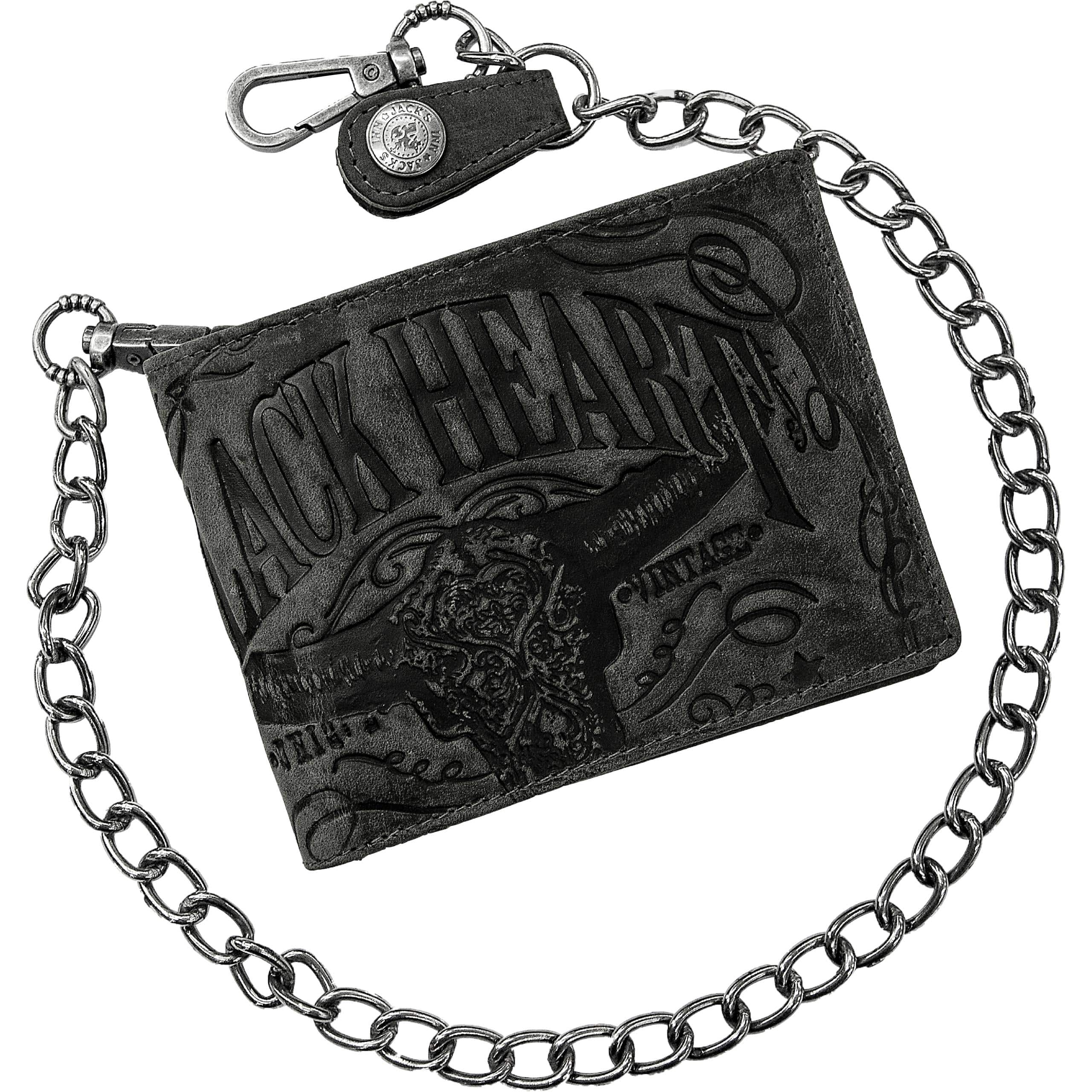 Jack's Inn 54 Börse quer mit Kette "Black Spade" vintage schwarz - Motorradzubehör - Geschenkideen