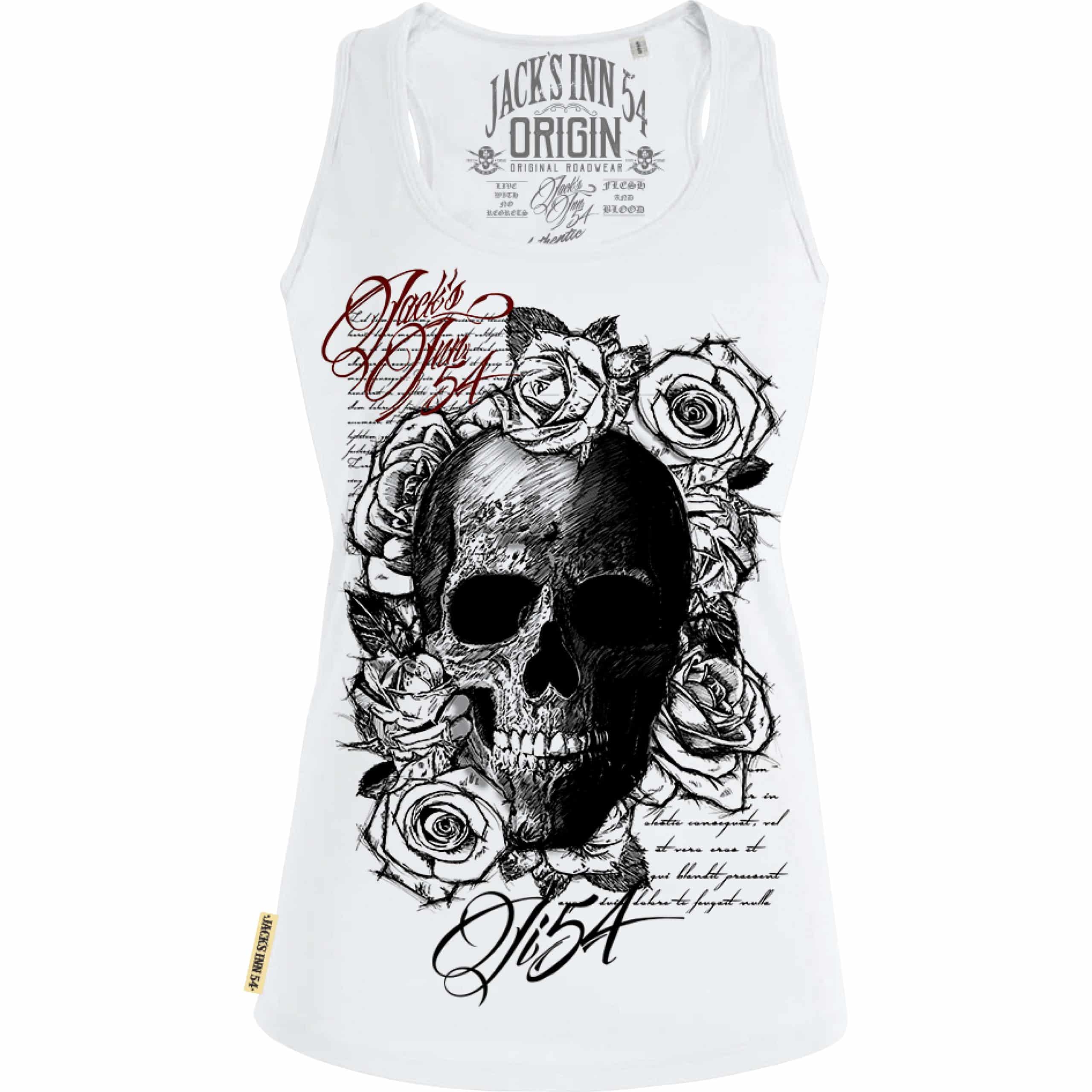 Jack's Inn 54 Damen Tanktop "Skull'n Roses" weiß M - Motorradbekleidung - Freizeitbekleidung