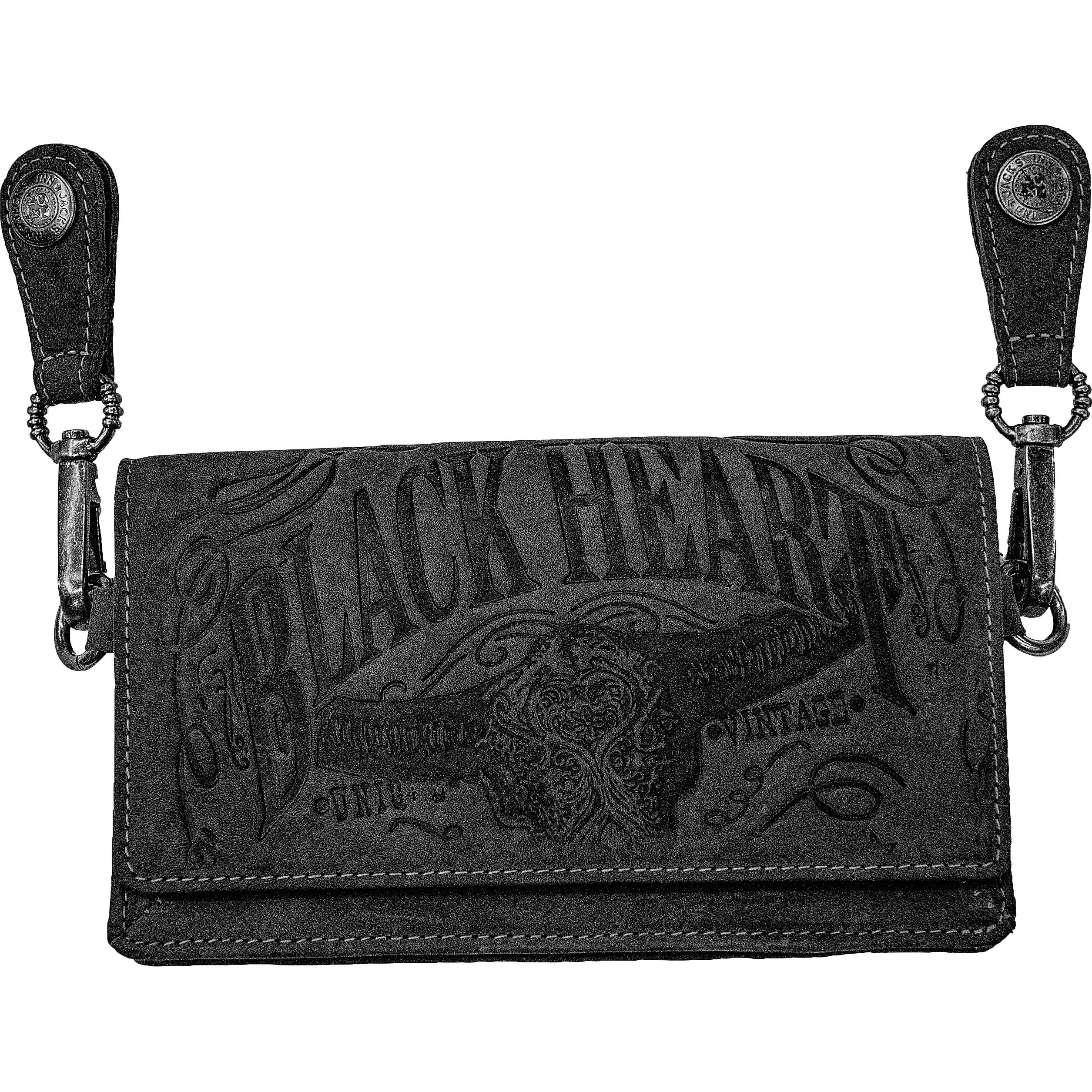 Jack's Inn 54 Leder Geldbörse/Umhänge-/Gürteltasche "Black vintage schwarz - Motorradbekleidung - Freizeitbekleidung