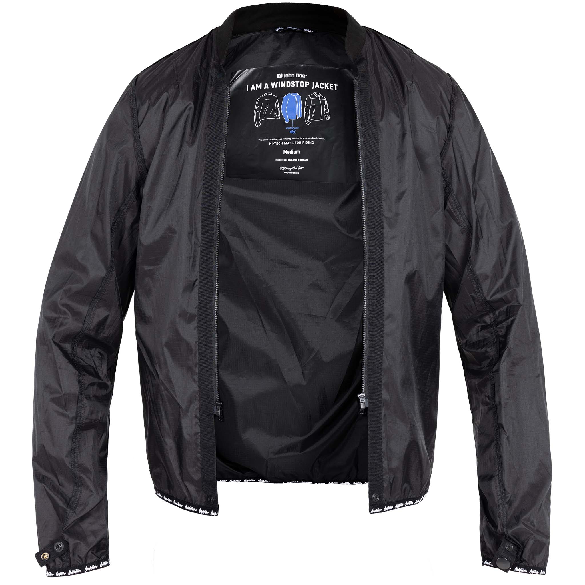John Doe Aero Mesh Windblock Jacke schwarz S - Motorradbekleidung - Motorradjacken