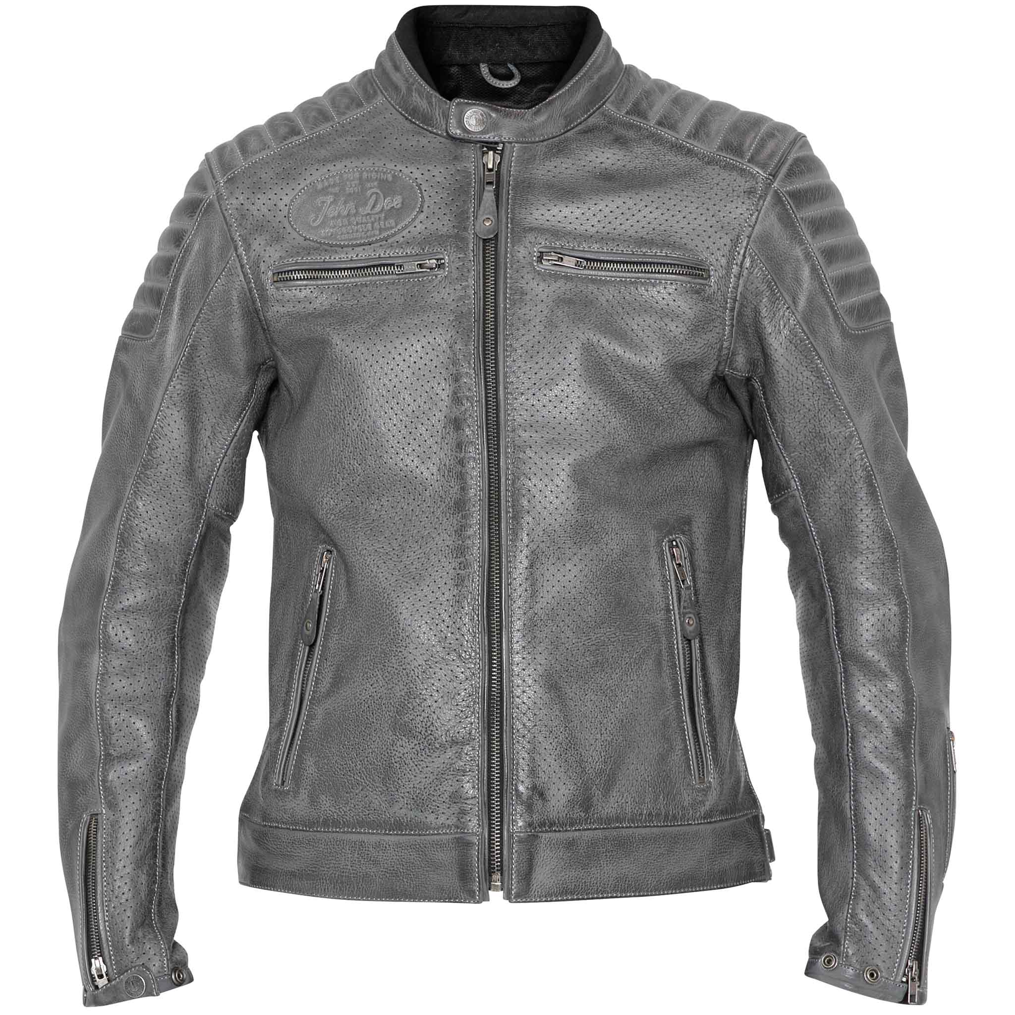John Doe Storm Lederjacke grau L - Motorradbekleidung - Motorradjacken