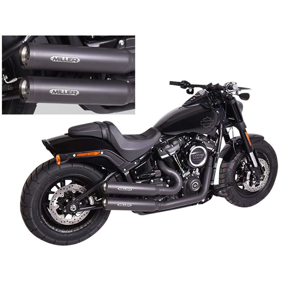 Miller Exhaust Auspuff slip-on Paar Standard Bronco schwarz/schwarz für Har - Motorradteile & Ersatzteile - Auspuff