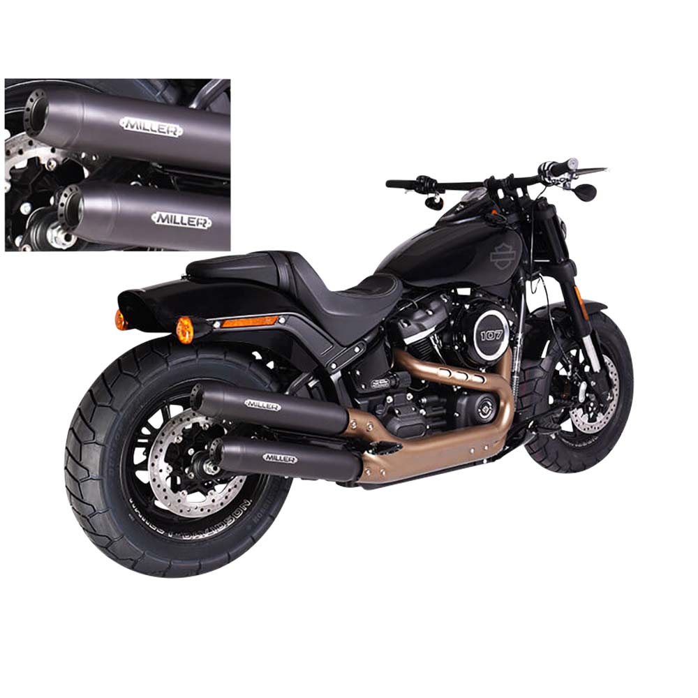 Miller Exhaust Auspuff slip-on Paar Tapered schwarz/schwarz für Harley-Davi - Motorradteile & Ersatzteile - Auspuff