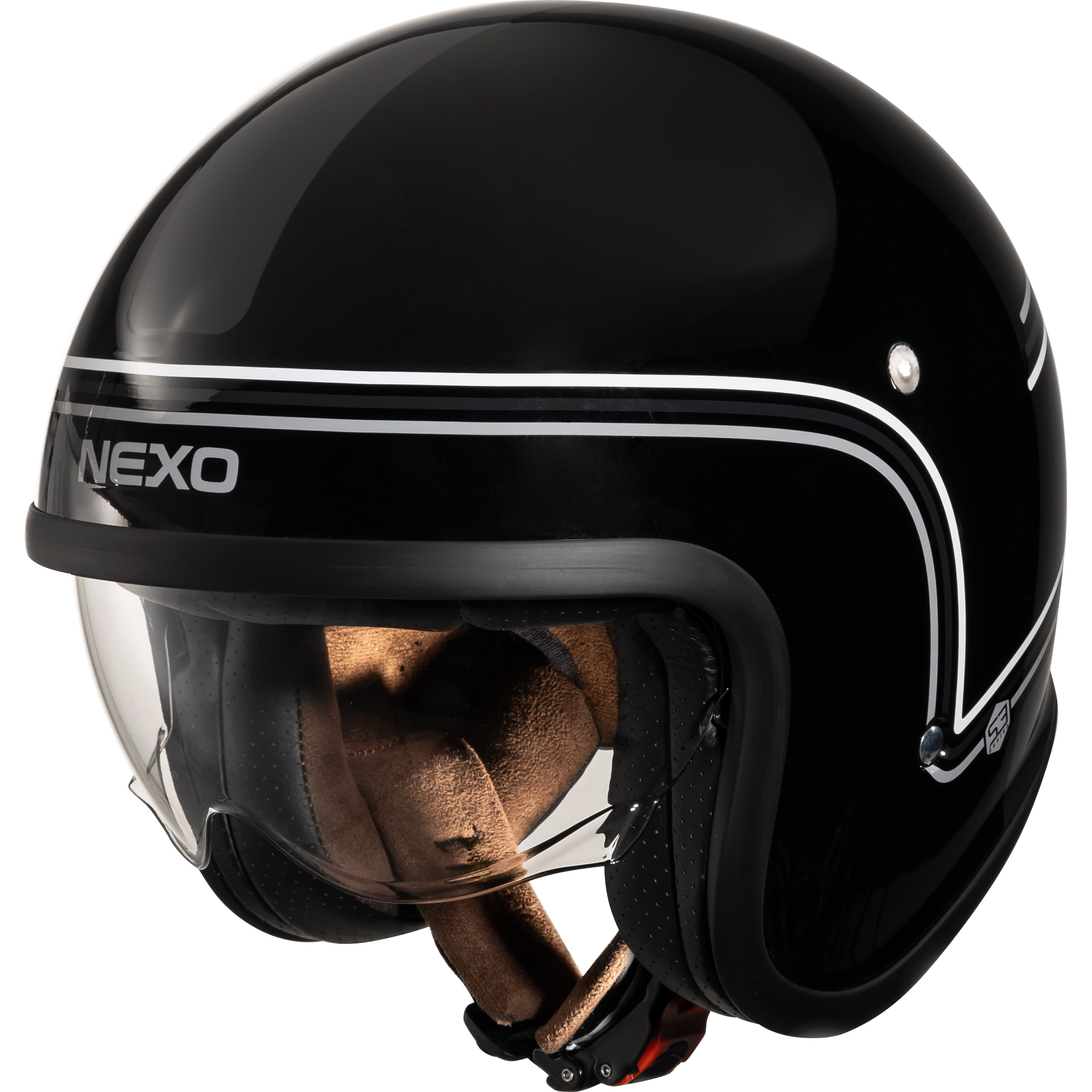 Nexo Jethelm Urban Style II Schwarz/Weiß Dekor #24 XS - Helme & Brillen - Café Racer Helme & Brillen