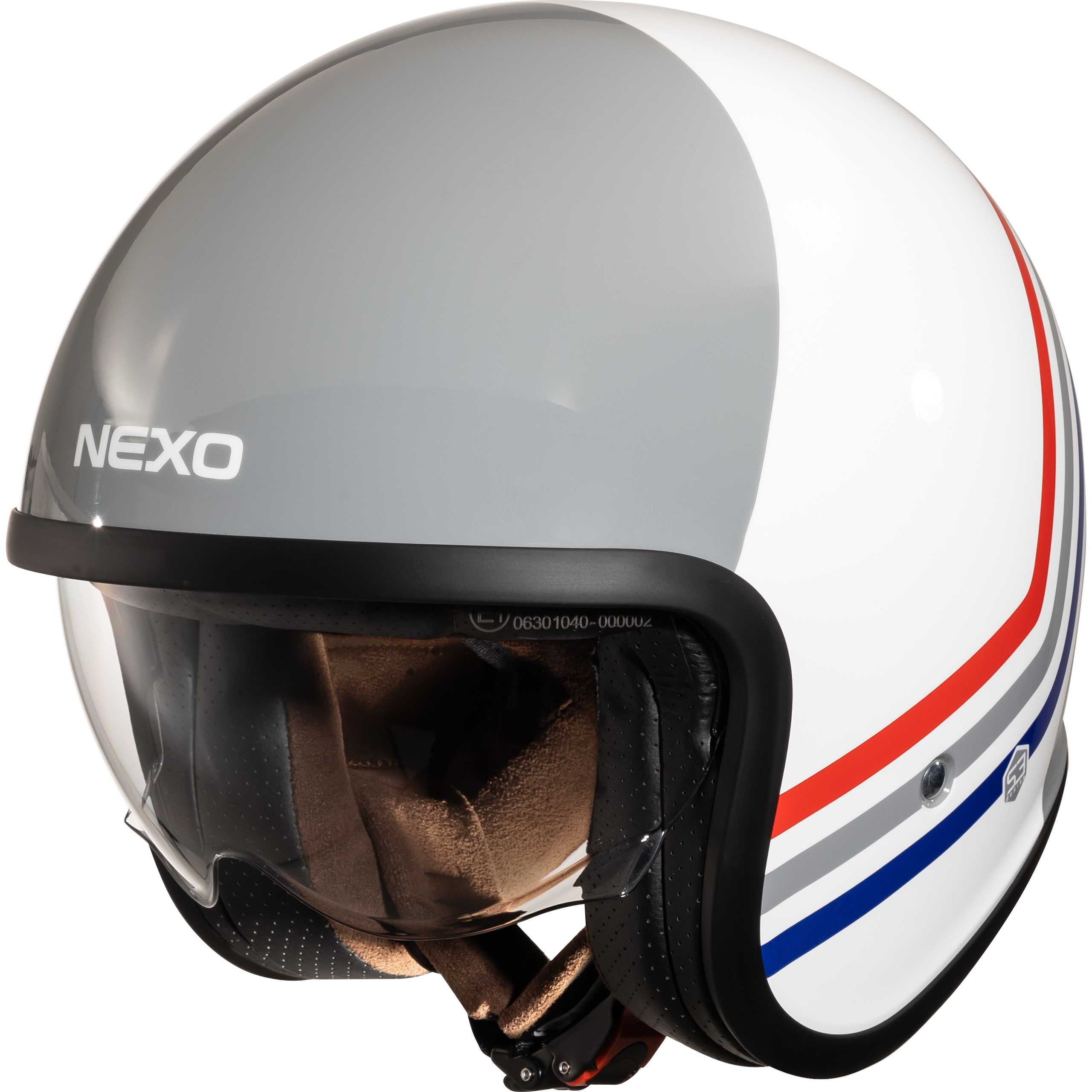 Nexo Jethelm Urban Style II Weiß/Rot/Blau Dekor #24 S - Helme & Brillen - Café Racer Helme & Brillen