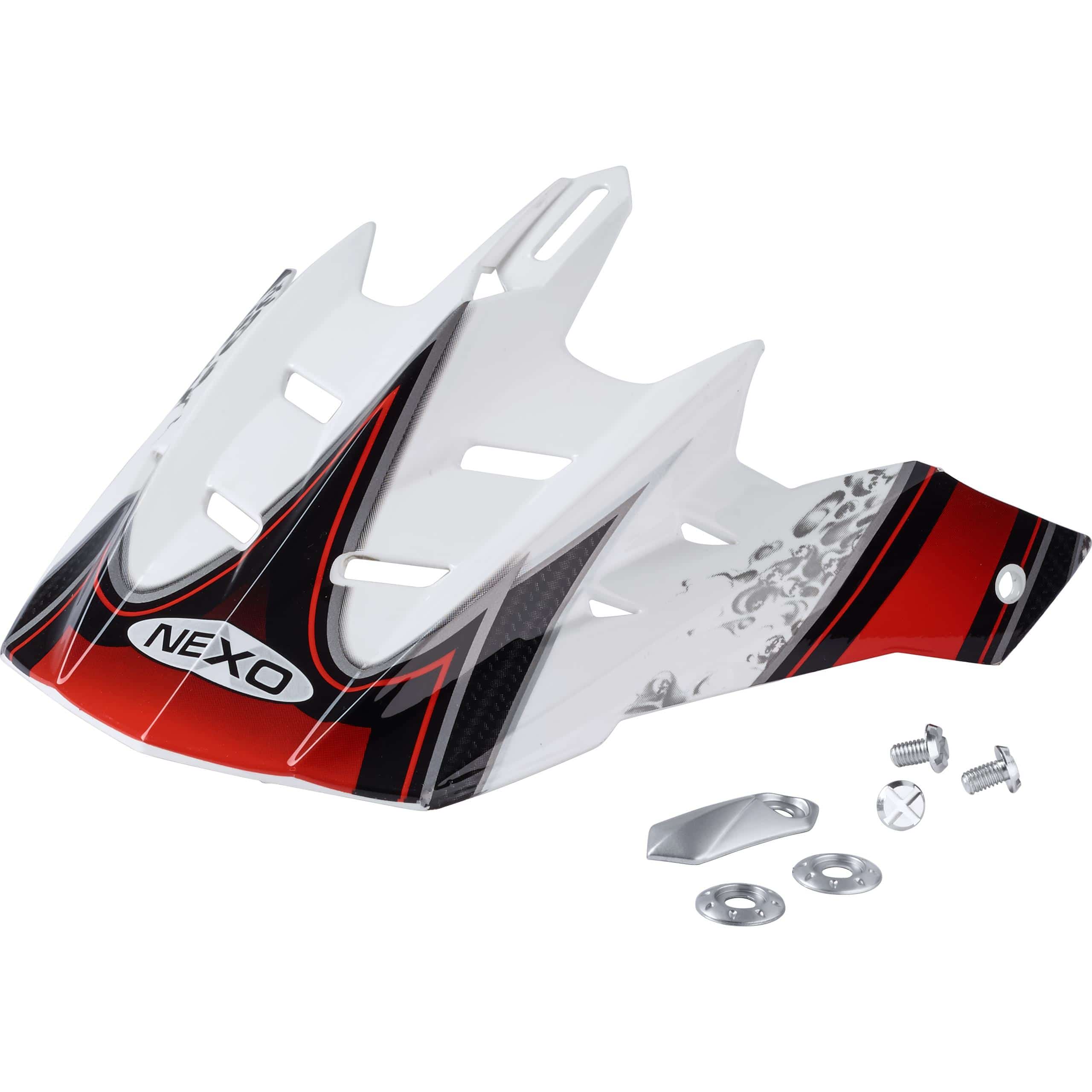 Nexo Schirm MX-Line Junior Crosshelm weiß/rot - Helme & Brillen -