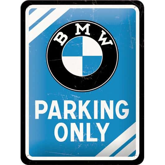 Nostalgic-Art Blechschild 15 x 20 "BMW-Parkin Only Blue" - Motorradzubehör - Geschenkideen