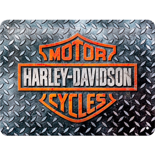 Nostalgic-Art Blechschild 15 x 20 "Harley-Davidson - Diamond Plate" - Motorradzubehör - Geschenkideen