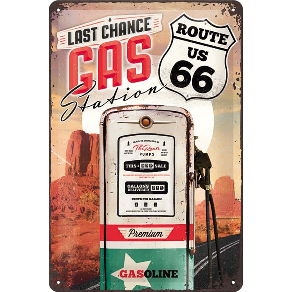 Nostalgic-Art Blechschild 20 x 30 "Route 66 Gas Station" - Motorradzubehör - Geschenkideen