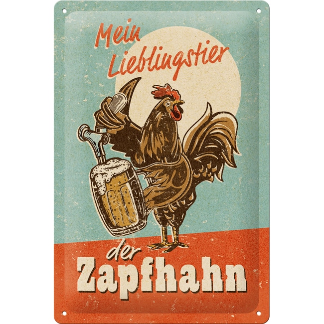 Nostalgic-Art Blechschild 20 x 30 cm "Lieblingstier Zapfhahn" - Motorradzubehör - Geschenkideen