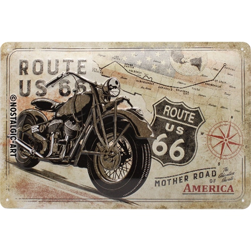 Nostalgic-Art Blechschild 20 x 30 cm Route 66 Bike Map - Motorradzubehör - Geschenkideen
