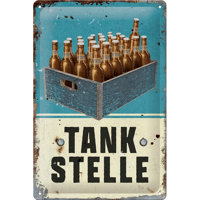 Nostalgic-Art Blechschild 20 x 30 cm "Tankstelle Bier" - Motorradzubehör - Geschenkideen